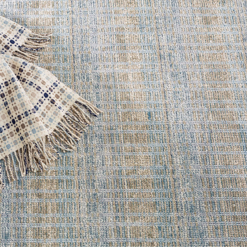 Dash and Albert Rugs Geneva Flatweave Striped Area Rug in Pale Blue/Cream Perigold